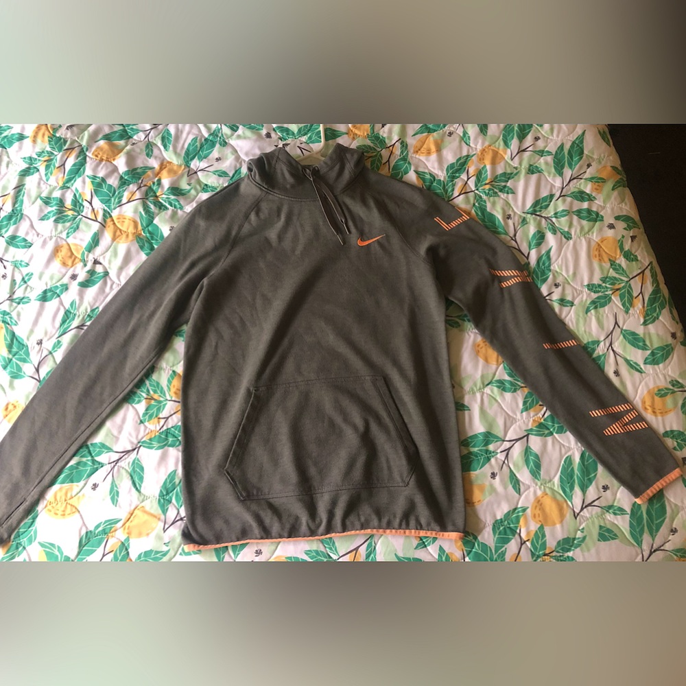 Gray and Orange Dri-Fit Nike Hoodie - Size Small